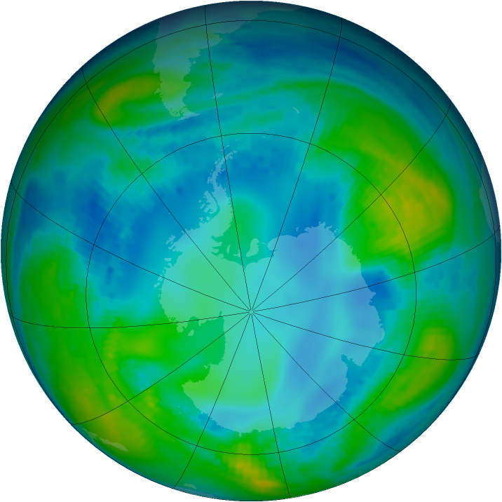 Antarctic ozone map for 07 May 1992